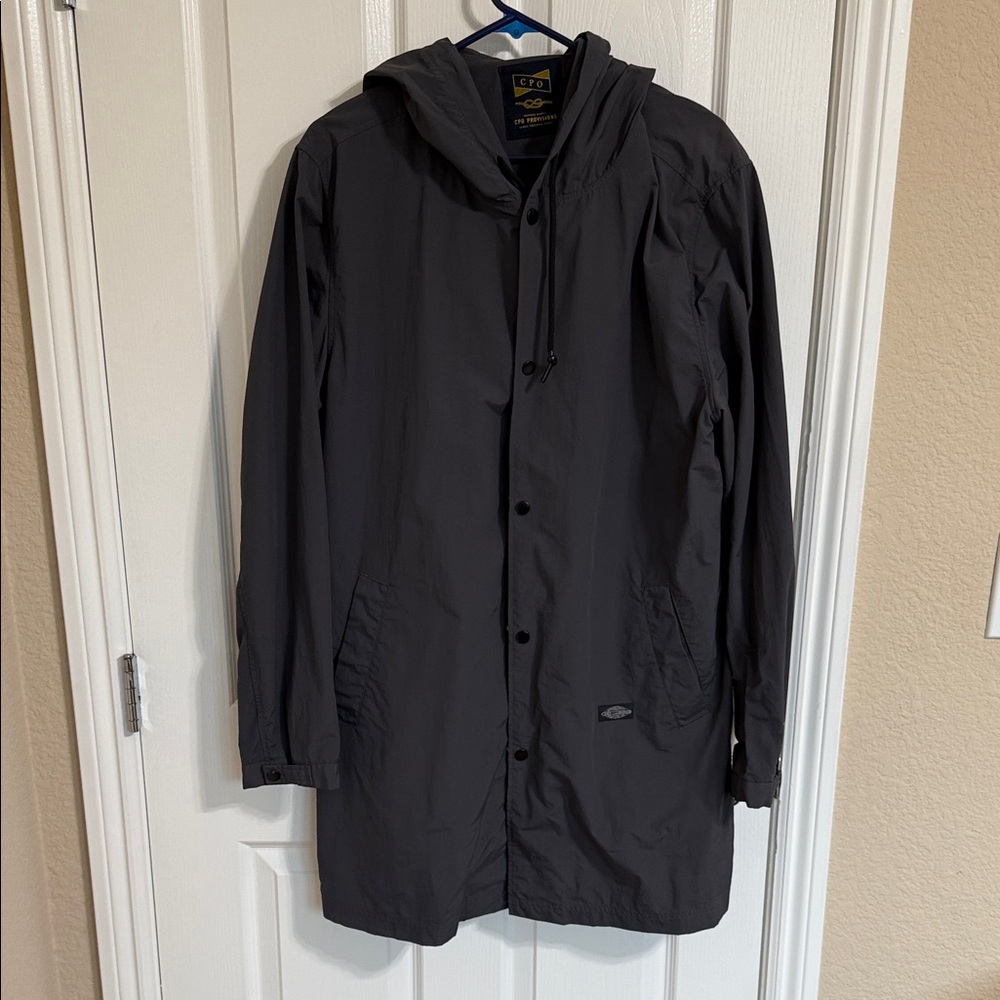 Men's Dark Gray Hooded Raincoat
